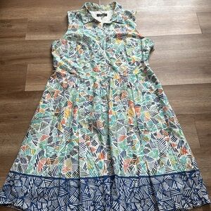 Nine West 100% cotton collared sleeveless Dress